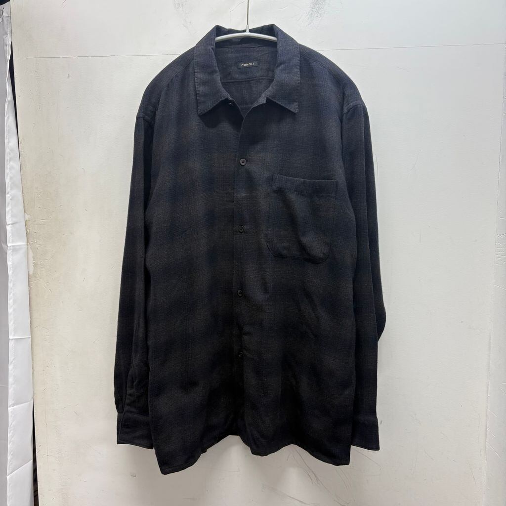 COMOLI コモリシャツ　22AW サイズ3 COMOLI コモリ 22AW ウールチェックオープンカラーシャツ W03-02018