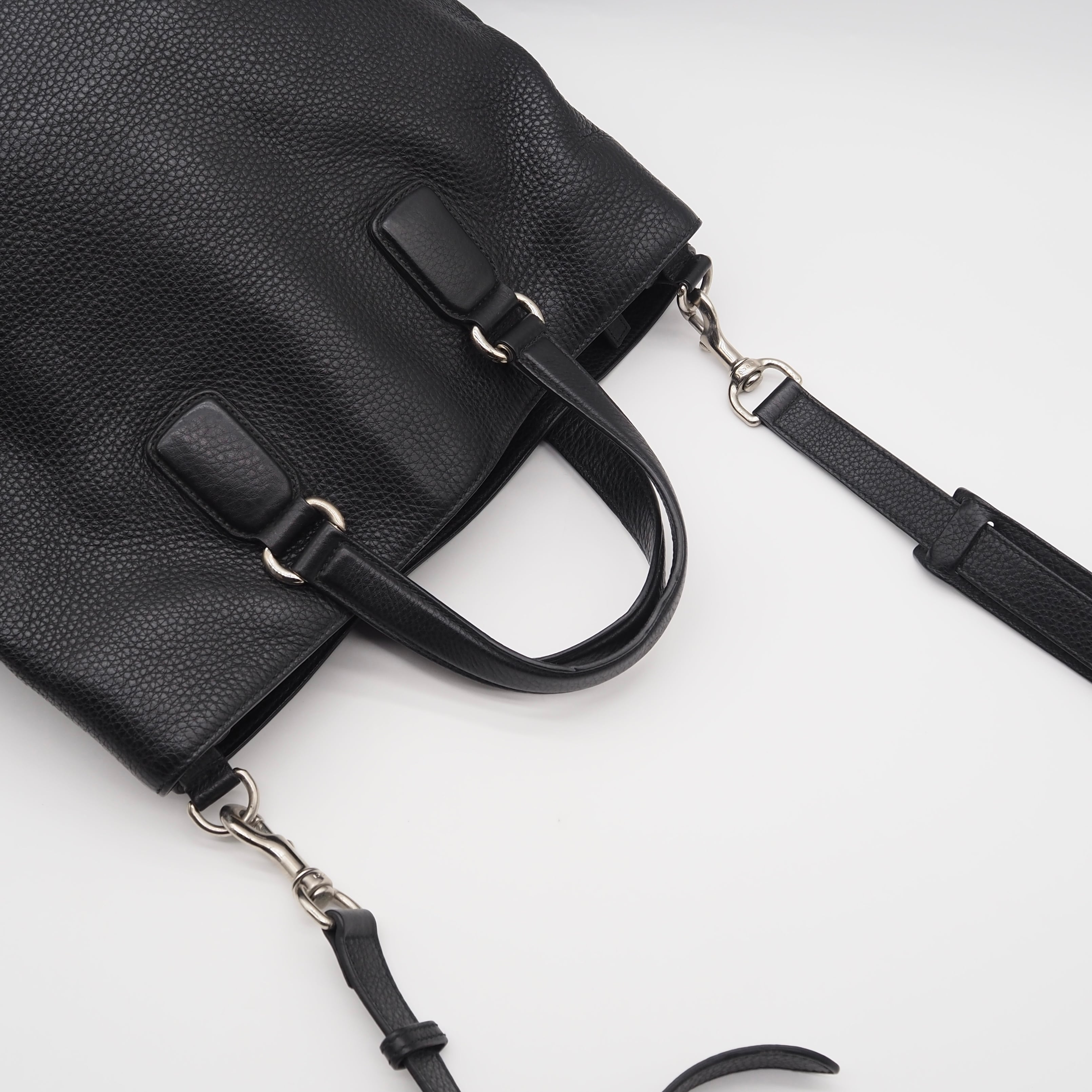 GUCCI インターロッキングG トートバッグ レザー ブラック グッチ