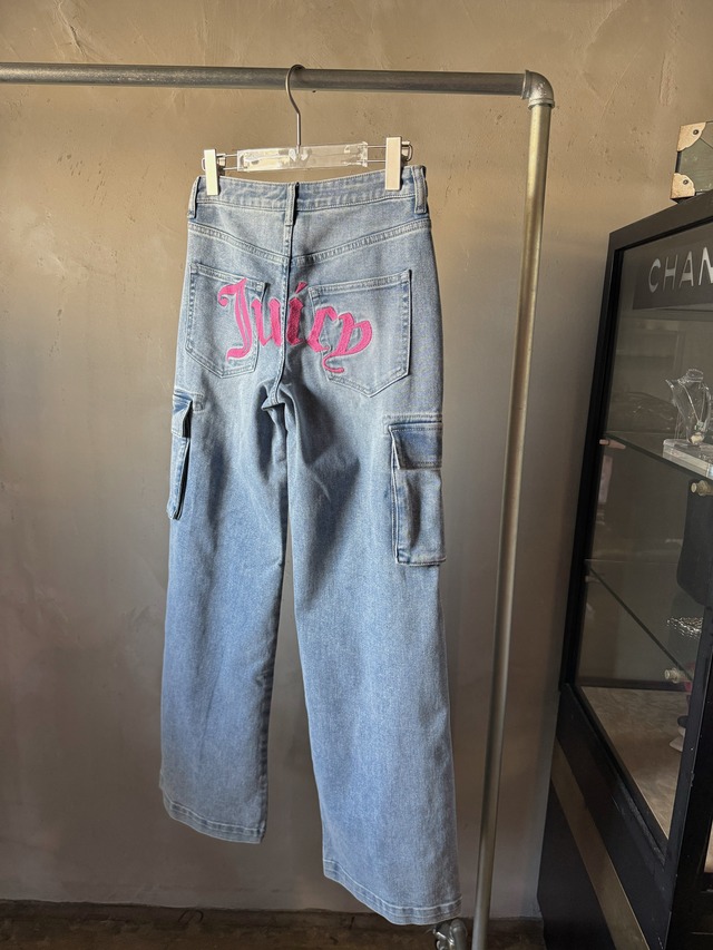 Juicy Couture back embroidery pink logo denim pants
