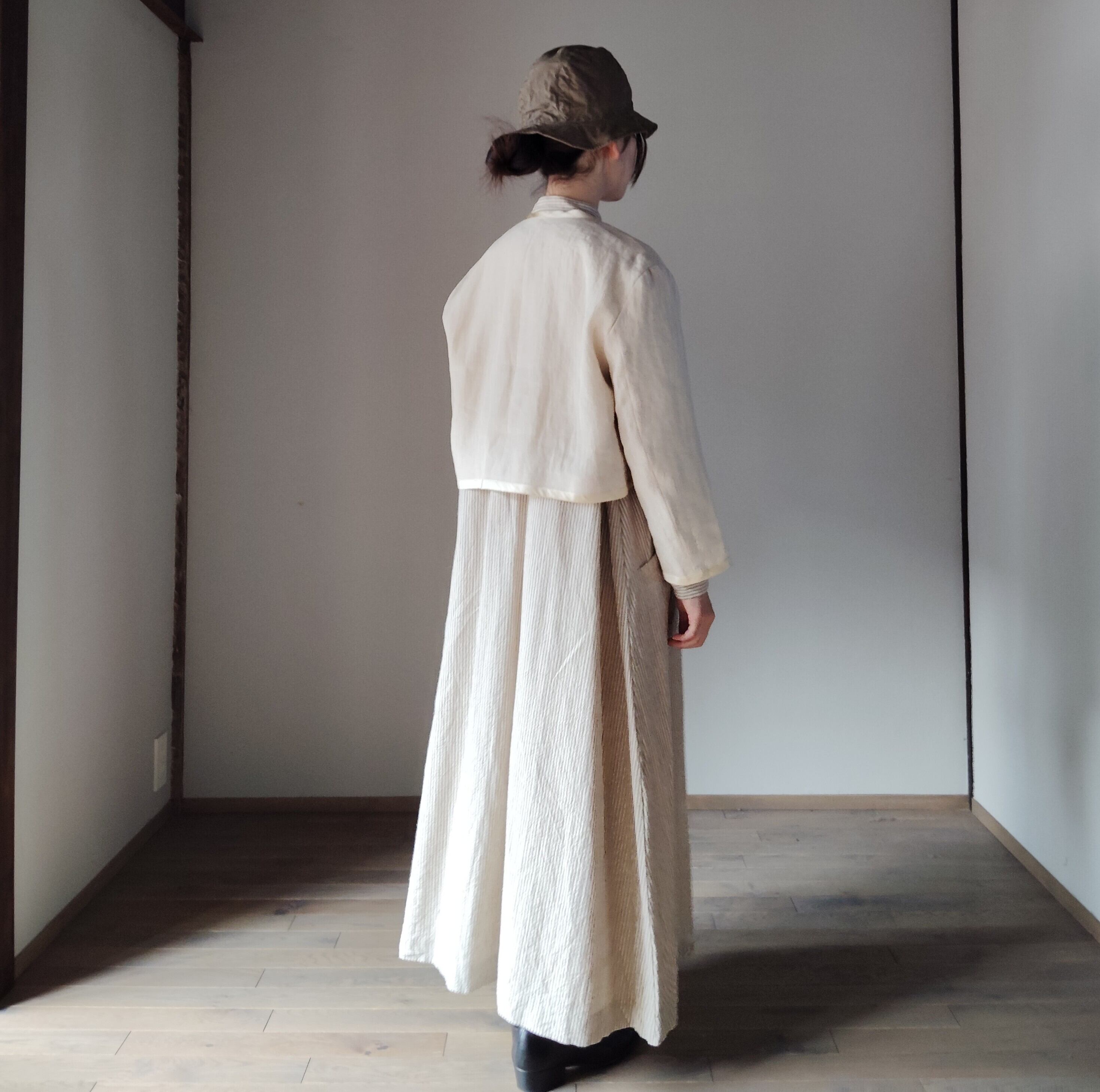 R&D.M.Co-/OLDMAN'S TAILOR Densely Linen Trimming Bolero #7311