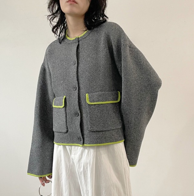 ナンバーミーTOKYO"BYCOLOR KNIT JACKET"CHARCOAL