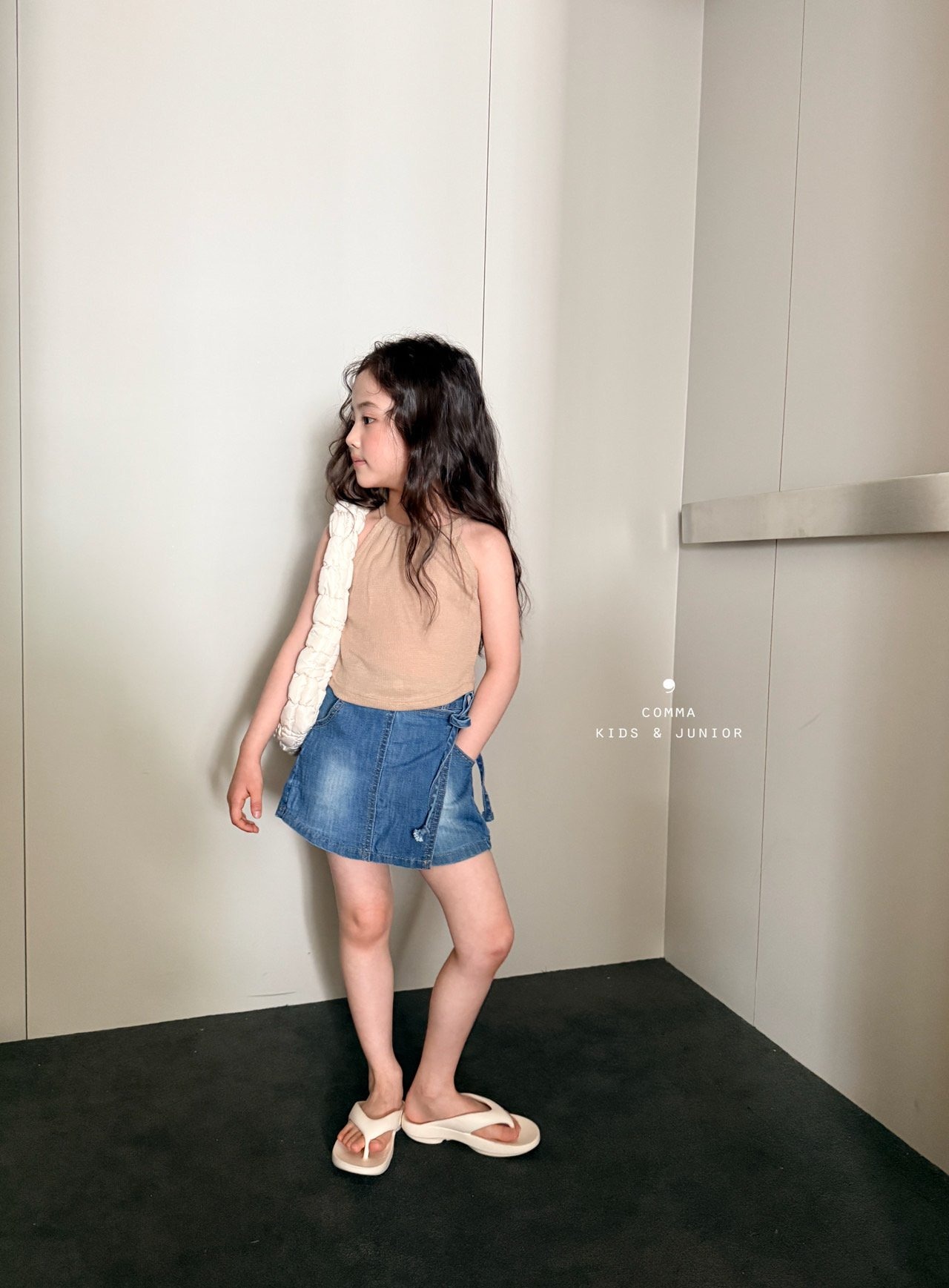 [COMMA] Halter Cardigan (Beige) (140/150) / [콤마] 홀터가디건(베이지) (140/150)