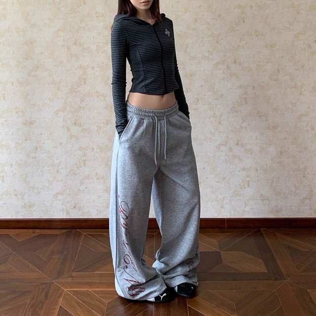 サイドロゴワイドスウェットパンツ 2col   R00761