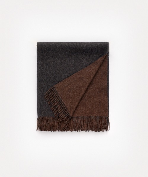 THE INOUE BROTHERS／Two-Colour Large Brushed Stole／Black×Brown