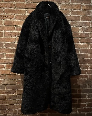 【Caka act3】Beautiful Black Vintage Long Faux Fur Coat