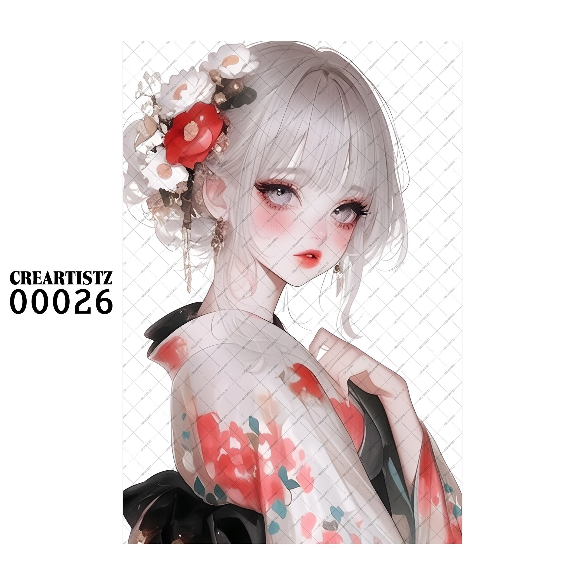 00026 ガール キュート オリジナル ペーパー/ステッカー 4枚セット CREARTISTZ