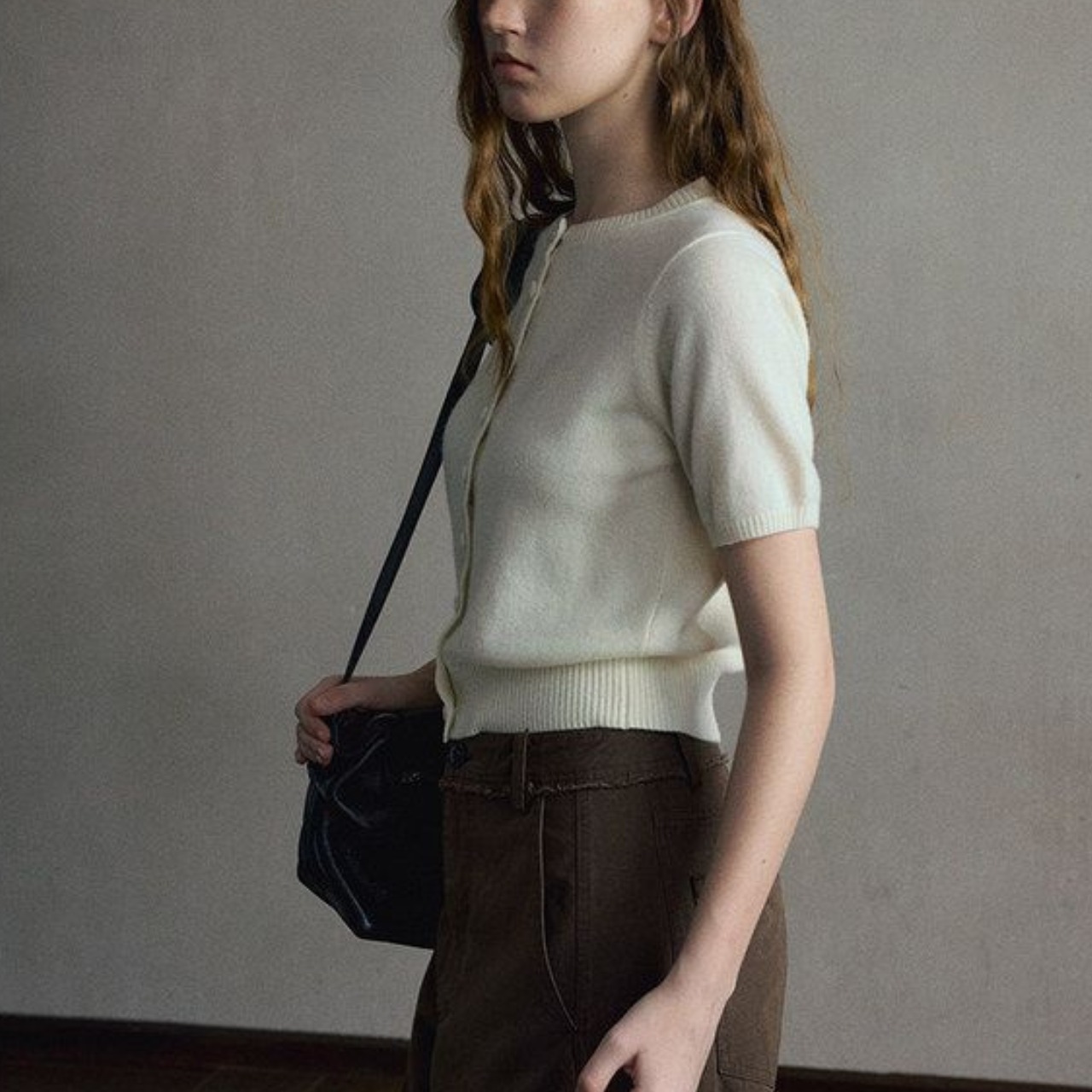 Wool Blend Short Sleeve Cardigan【6color】　T6184