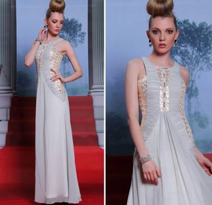 ★送料無料★13号（XL)☆胸元プリ－ツ＆ビジュ－ロングドレス(OPN5344)