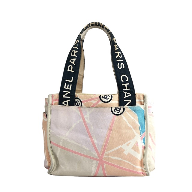 CHANEL シャネル パリマップ ハンドバッグ ベージュ ブラック ジャガード vintage ヴィンテージ オールド kb6if4