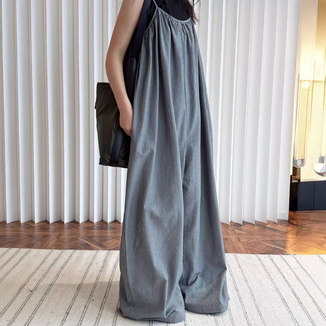 ストライプ柄コットンオーバーオール 00326