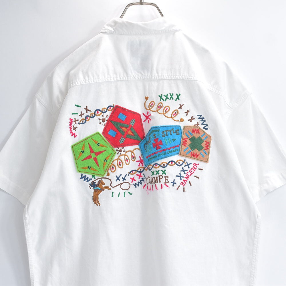 90s CRAMPE SUDBURY マルチカラー フェルト 刺繍 デザイン ワーク