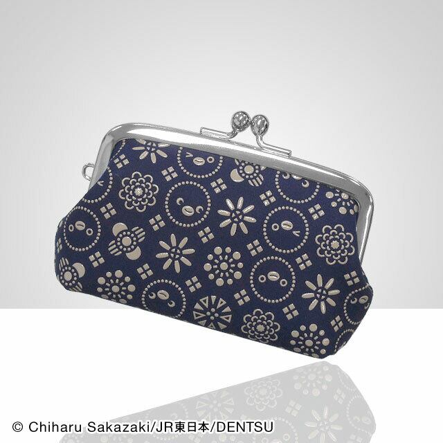 Suicaのペンギン印傳ミニポーチ（十色柄・黒革×白漆） | JIZAING×INDEN