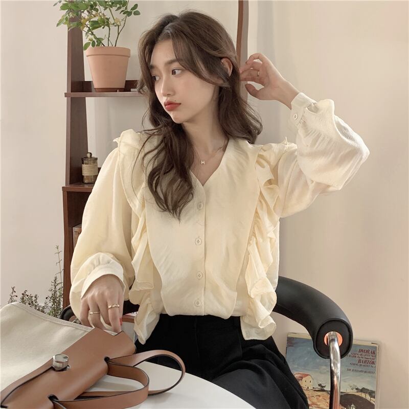 オータムウィンターシャツ スタイルVネックブラック ロング 秋物 冬物 1号婦人8598656419