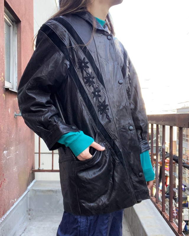 [L] 80~90's Euro Leather Jacket