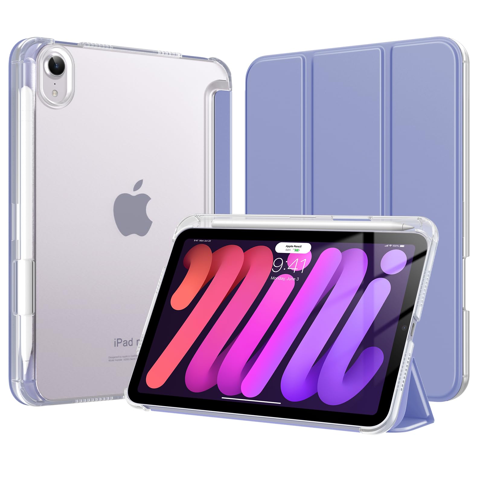 TiMOVO iPad mini7 ケース (A17 Pro) iPad mini 第7/6世代 ケース 8.3インチ ペン収納 ラベンダー
