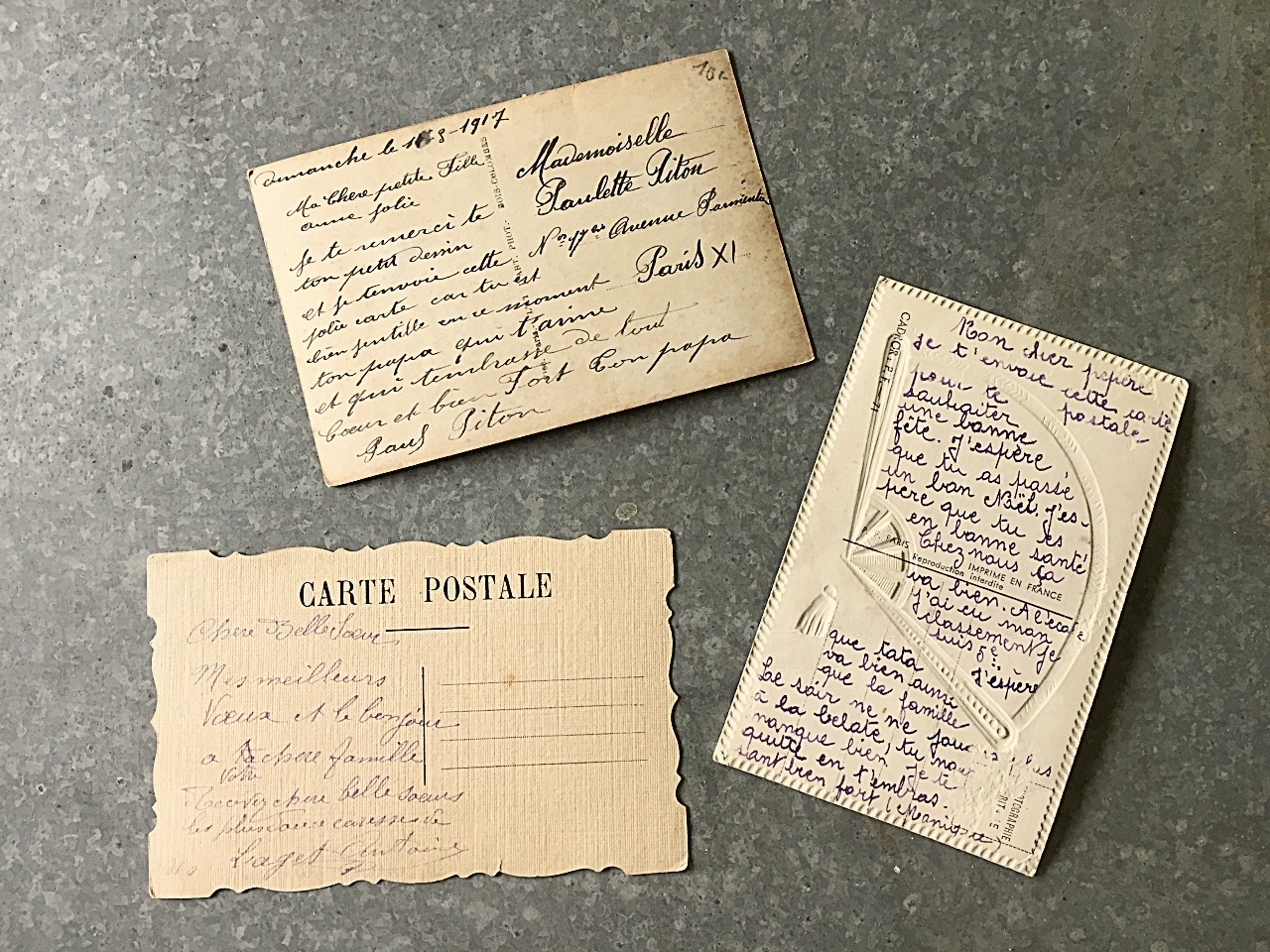 1900s フランス 永遠の花々とポストカード 3p アンティーク