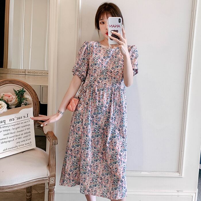 【新作】【送料無料】 マタニティウェア2020夏の新しいシフォンカラールーズドレスミドル丈ファッションマタニティドレス-アリババ サマー 夏物 expec243483519503