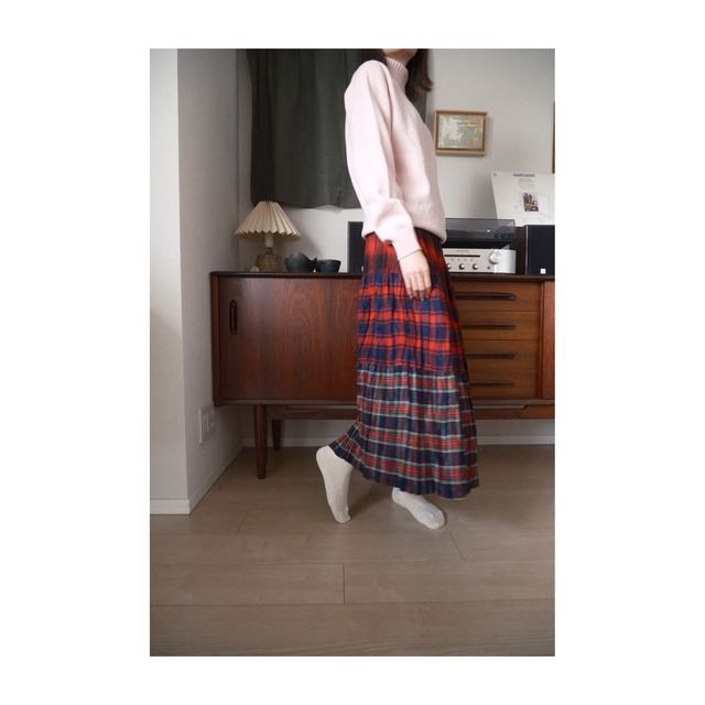 【別注】 Rockmount ティアードスカート フランネル ミックス Sp9948（Red）