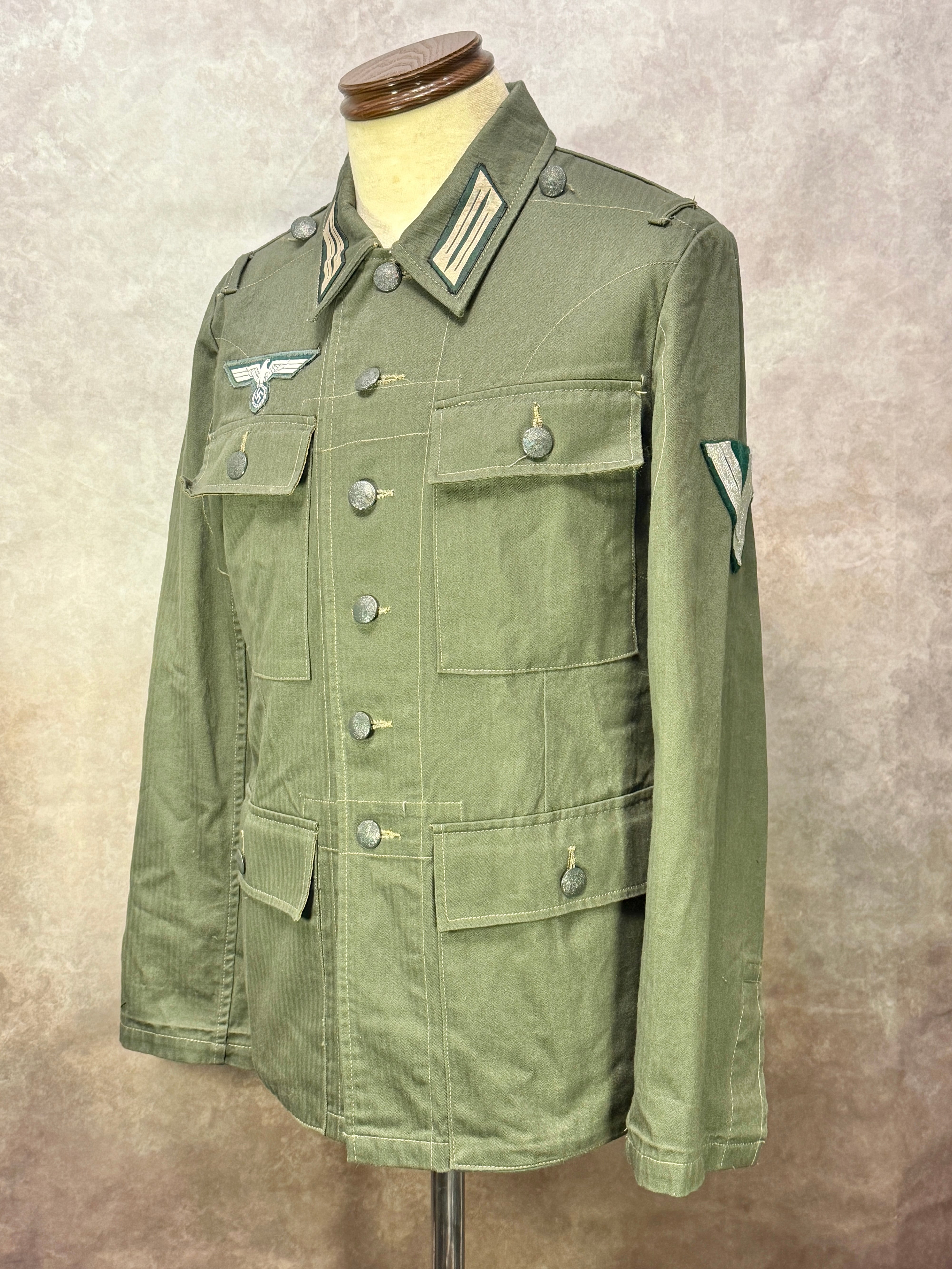 USED】WWII ドイツ軍 国防軍M43野戦服徽章付日本XS〜Sサイズ