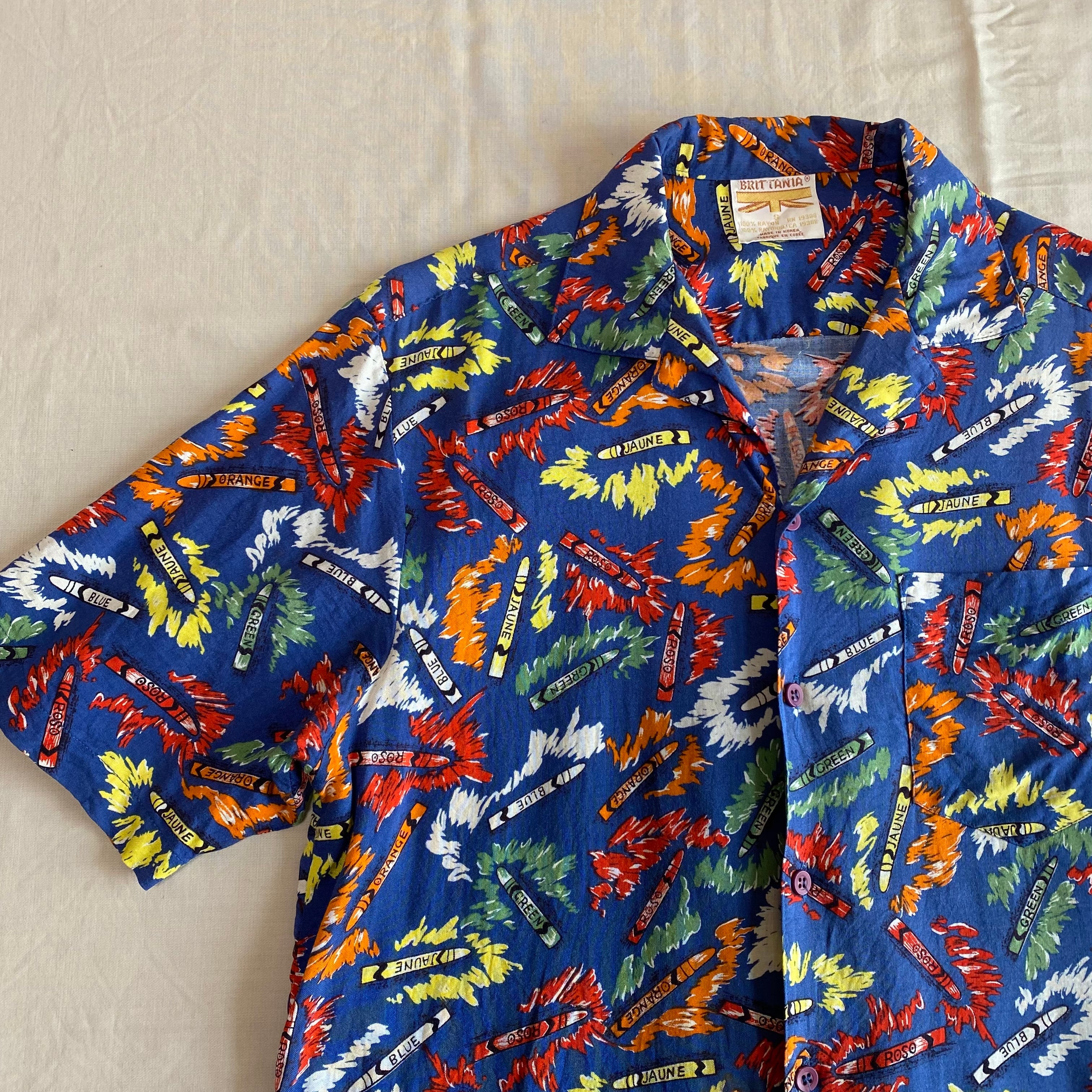 80's~ / 《BRITTANIA》crayon pattern rayon shirt | VANPELT