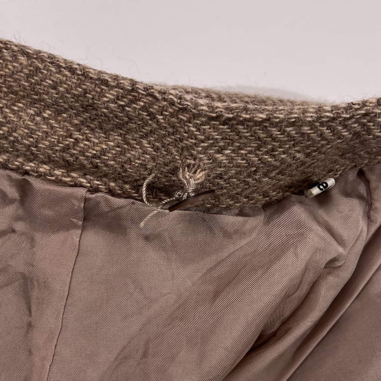 カシミヤ100% Mademoiselle NON NON マドモアゼルノンノン ヘリンボーン タイト スカート M/ベージュ系 レディース パパス