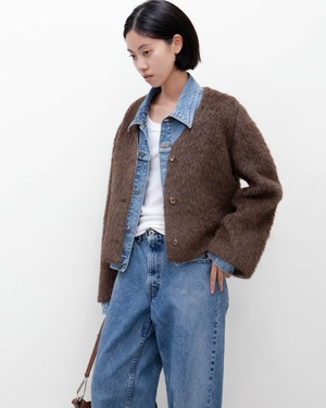 1980s Neiman Marcus - cropped shaggy wool cardigan
