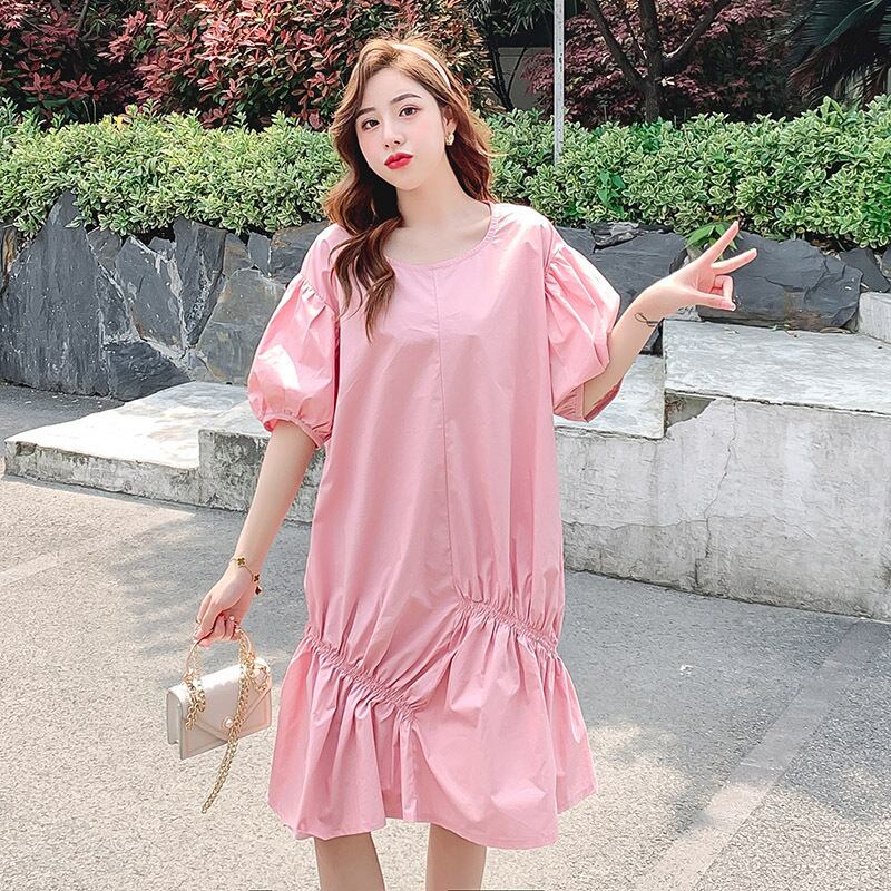 【新作】【送料無料】 マタニティウェア2020夏の新しいテンセルコットン巾着ルーズドレスミドル丈ファッションマタニティドレス-アリババ サマー 夏物 expec228406723110