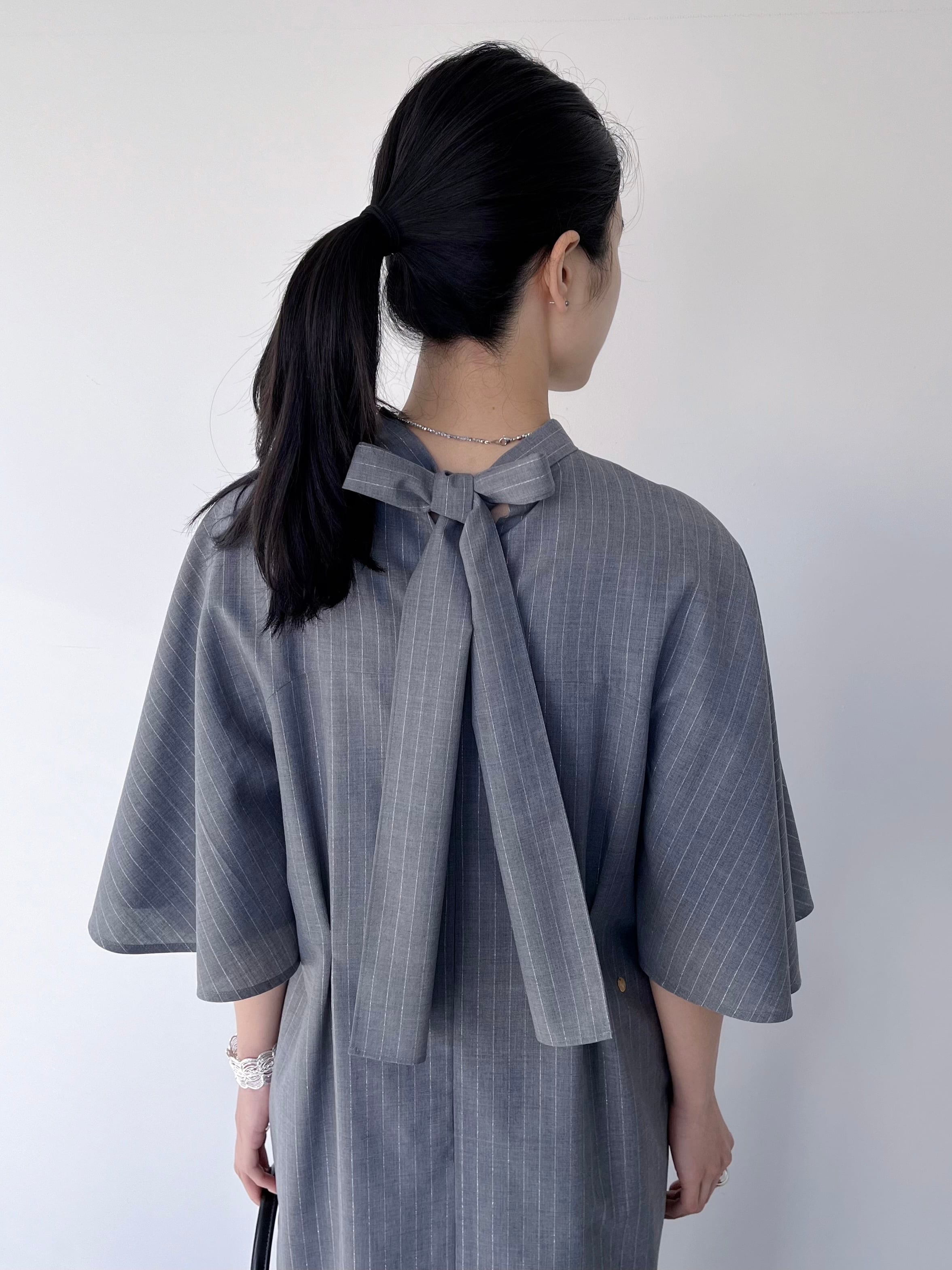 MUVEIL(ミュベール) ストライプフレア袖ワンピース MUVEIL(ミュベール) ストライプフレア袖ワンピース