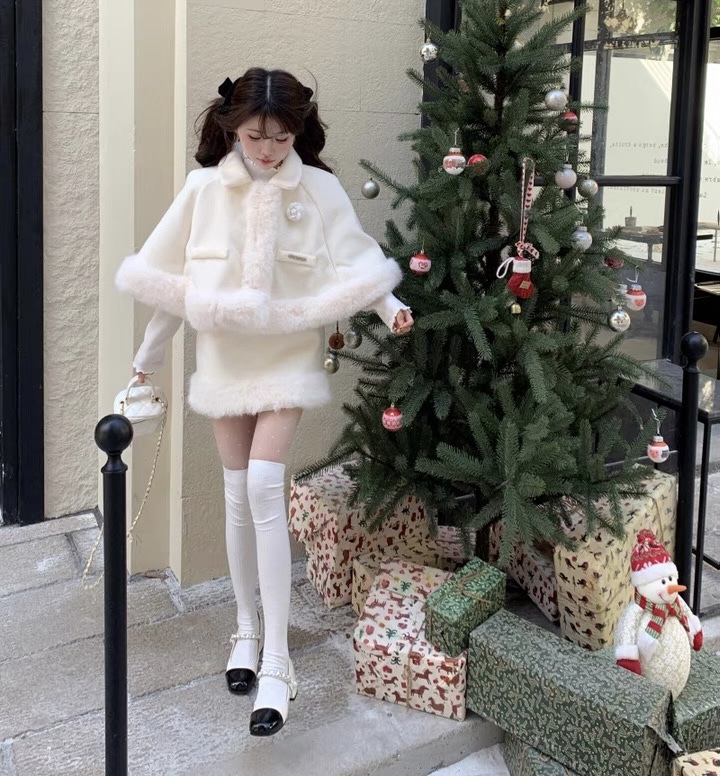 再販♡カメリア付きファーケープセットアップ | selectshop.selepuu