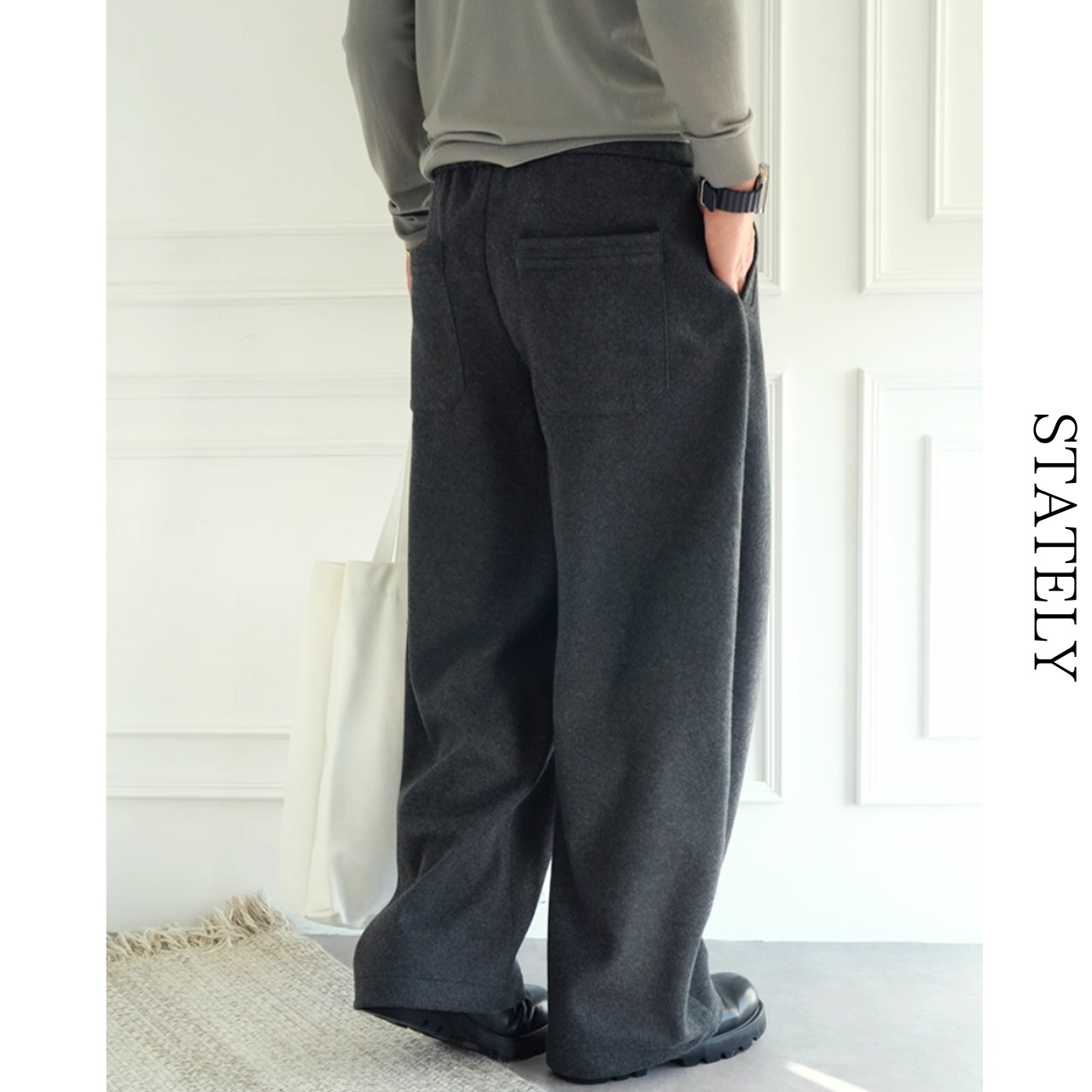 シーム Soft Wool Wide Trousers_B74・画像5