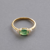 【9号】水滴のようなグリーン翡翠 K10YG ダイヤモンド リング A貨翡翠 jd_rg1835