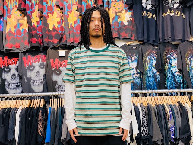 ONLINE LIMITED WACKO MARIA 20SS STRIPED CREW NECK T-SHIRT 20SS-WMT-SS02 XL GREEN 25KB3120