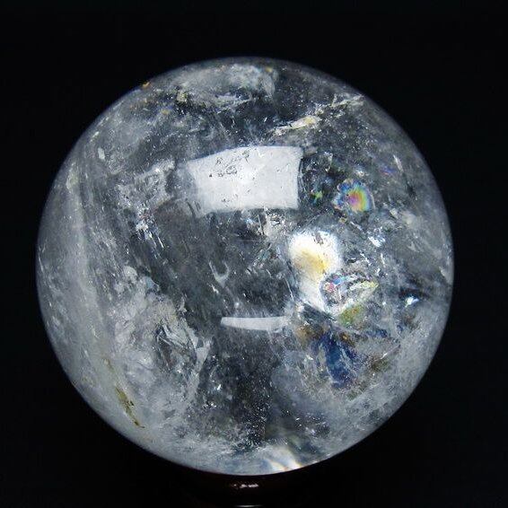 水晶 丸玉 虹入り 56mm スフィア 置物 水晶玉 一点物 151-8735