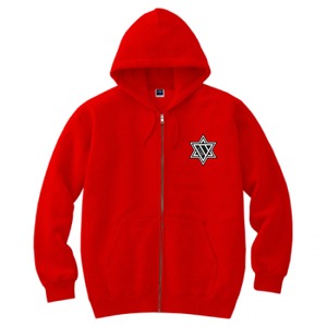 ERICH / HEXAGRAM FULL ZIP HOODED SWEATSHIRT RED