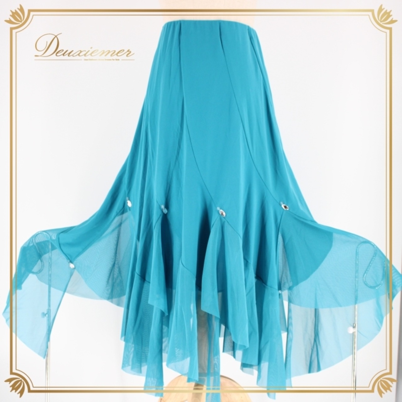 社交ダンス 衣装 スタンダード スカート レッスンウェア 水色 ICHIOKU イチオク ブルー系 無地 シンプル レース 練習着 ビジュー ターコイズブルー 着心地よい 伸縮性あり ポリエステル ポリウレタン フェミニン ダンス衣装 カジュアル ヘルシー スタイリッシュ ダンスレッスン 向け 美しい パーティー 披露宴 スカートスタイル トレンド シーズンアイテム