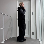 Wzipフリースフーディーvest/ブラック