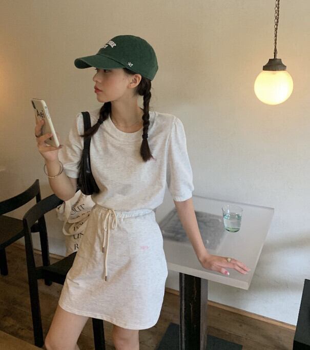 サマー薄手Tシャツ トップス カジュアルスカート 夏物 モンロー11693415051