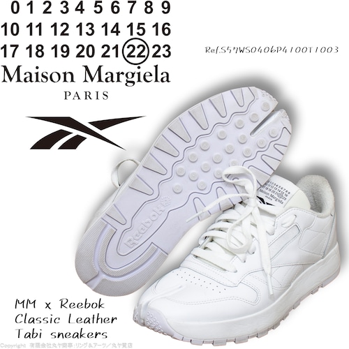 メゾン マルジェラ×リーボックWネーム:MM x Reebok Classic Leather Tabi sneakers/足袋スニーカー/26cm/Maison Margiela x Reebok PROJECT 0 CL