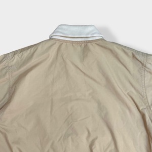 【adidas】80s デサント製 正規品 ナイロンジャケット スタジャン ジャンパー ブルゾン 刺繍ロゴ クラブアディダス CLUB スナップ キルティング L  ヴィンテージ ベージュ 希少 古着