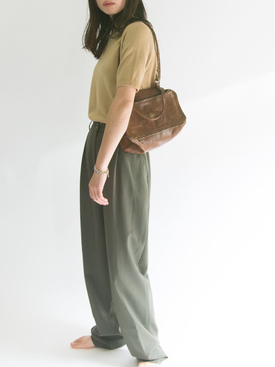 【Made in Italy】Vegitable tanned leather shoulder bag（イタリア製 レザーショルダーバッグ）1c