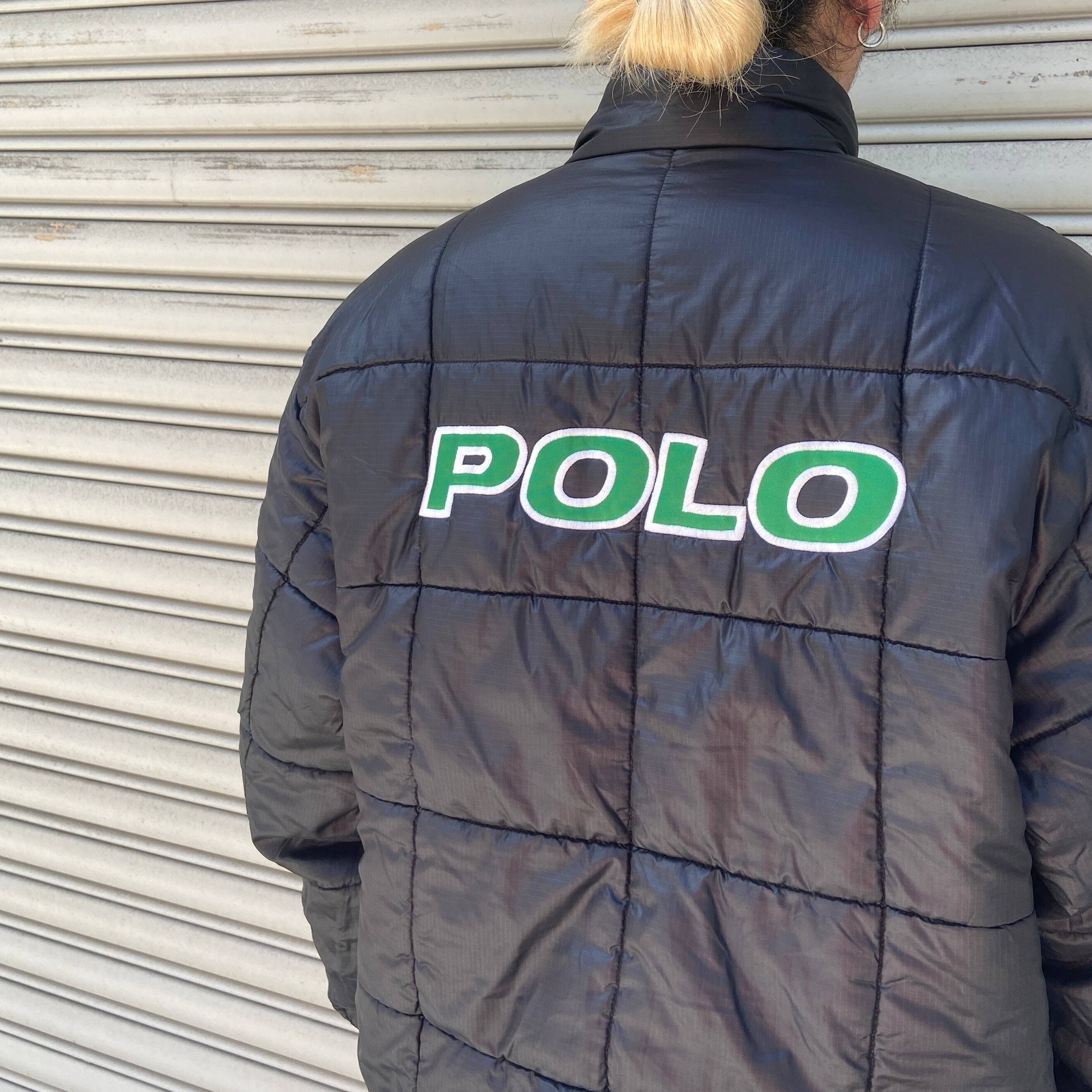 ポロスポーツ リバーシブルハーフジッププルオーバー 中綿ジャケット緑