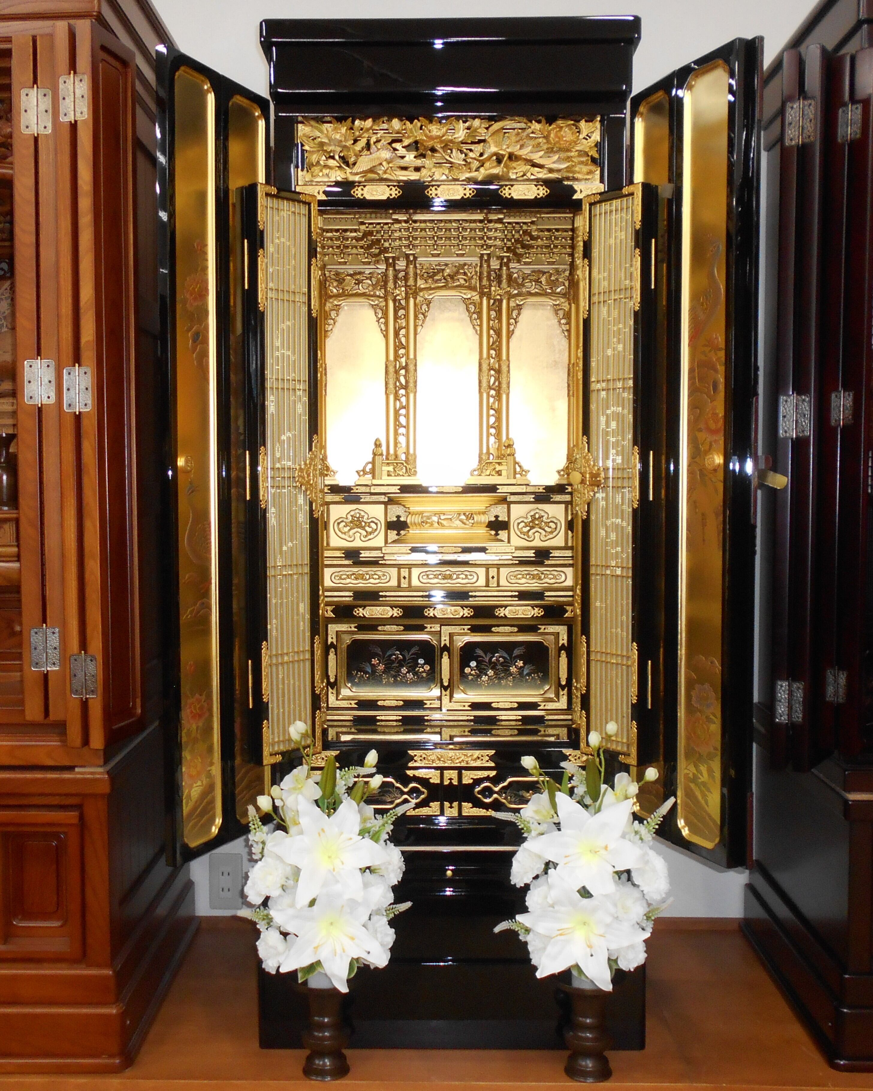 大きな仏花 墓花 仏花 総高さ56cm 1対 カサブランカ・胡蝶蘭