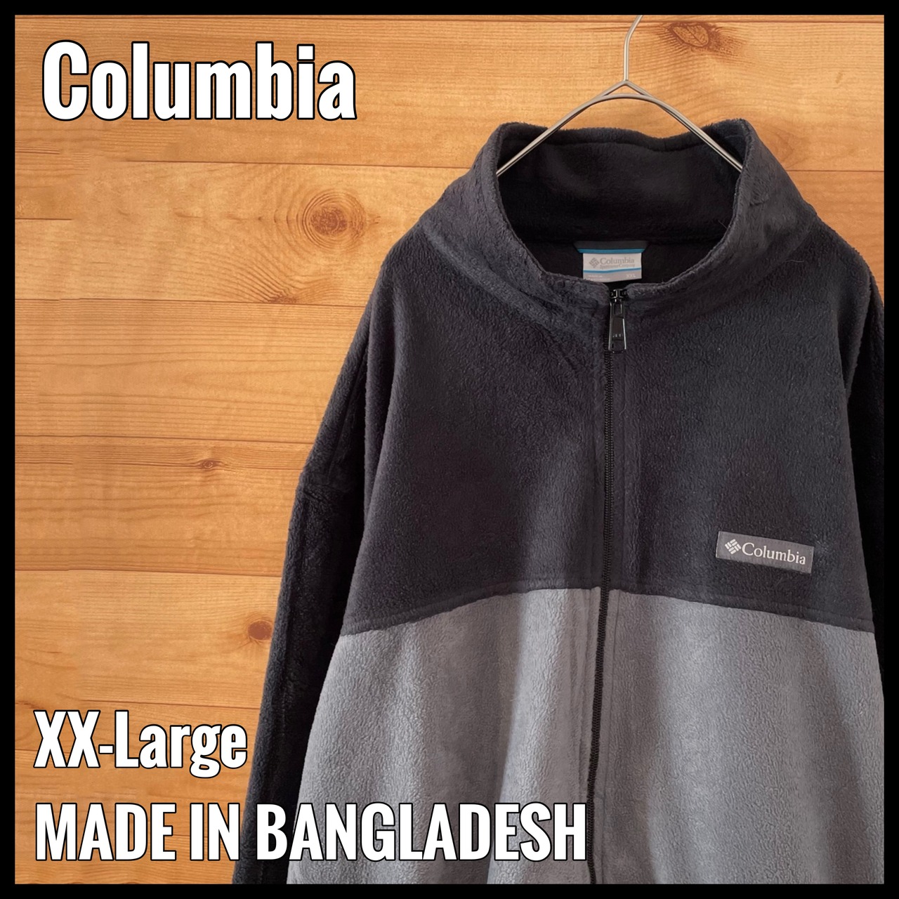 【Columbia】フリースジャケット ツートン 切替 ワンポイントロゴ  ブランドパッチ ジップアップ フルジップ 2XL ビッグシルエット コロンビア ライトアウター US古着