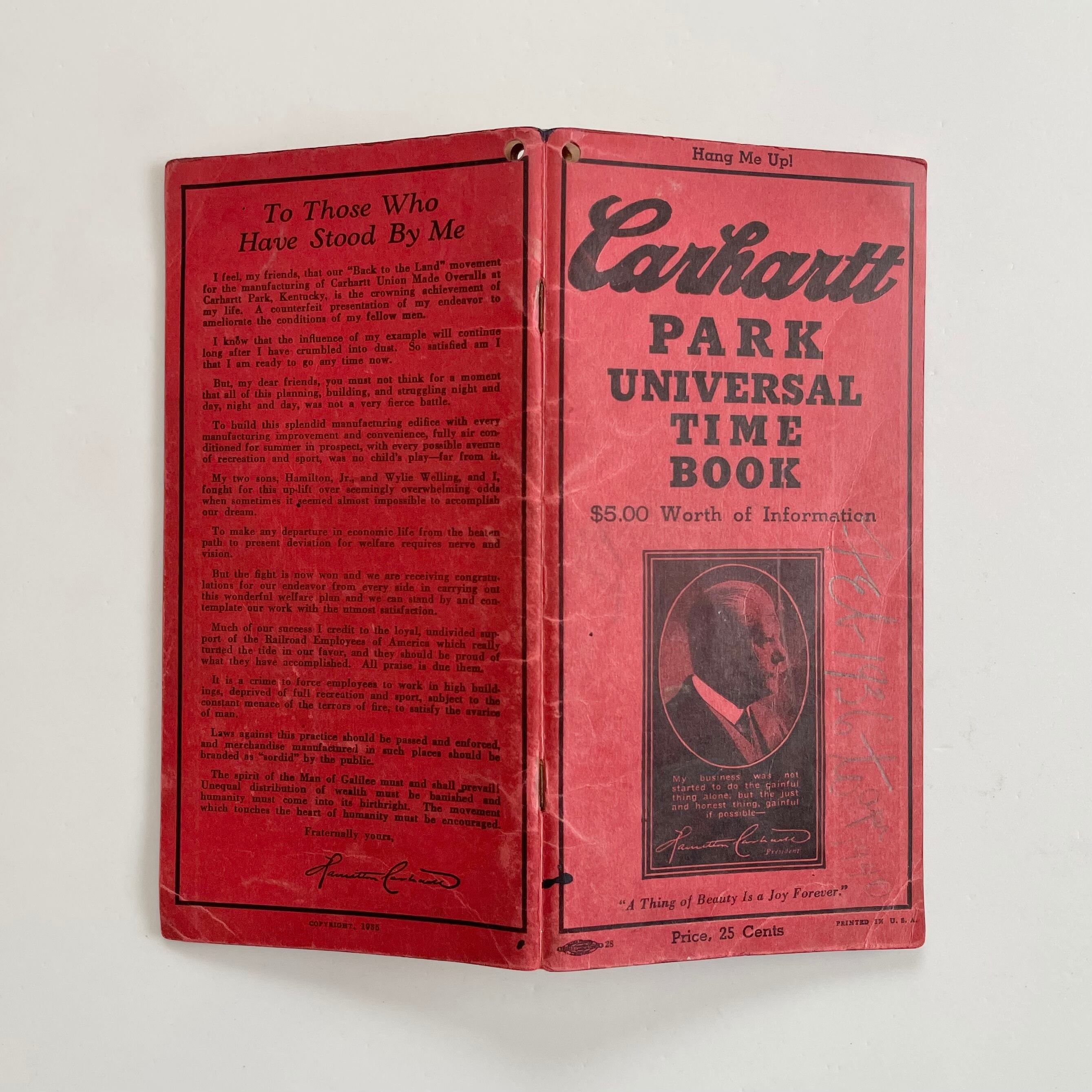 1935-36】 Carhartt 'Time Book' | swallows