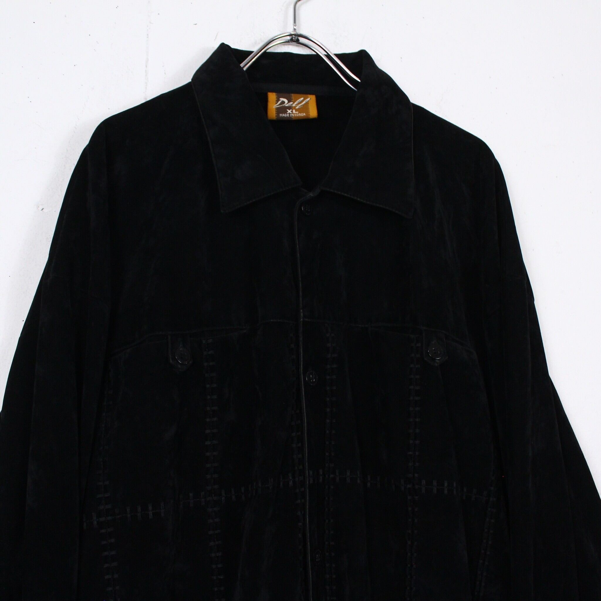 Caka act2】Velour Panel Pattern Stitch Design Loose Shirt Jacket 