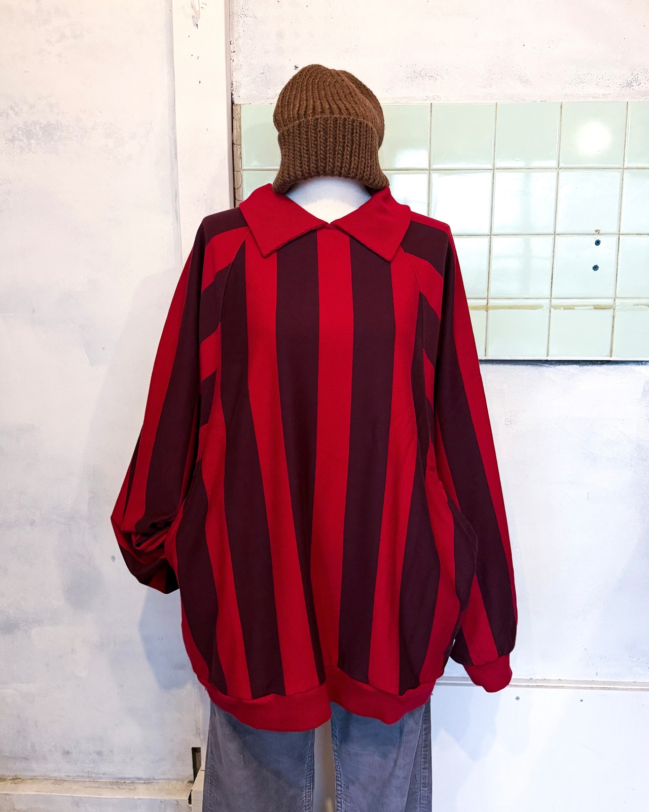 【REPOSE AMS 16Y】RAGLAN POLO SWEATER