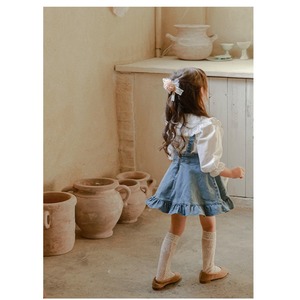 秋デニムフリルサロペットワンピース2色
