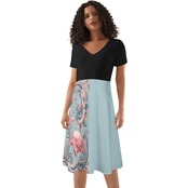 Women's Black Top Ruffle Summer Dress Paisley 4708