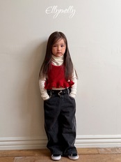 エリーモリー / ELLY MOLLY / ドット起毛ハイネックTシャツ / 韓国子供服 / キッズ / 26winter〖取寄〗*3~11号*