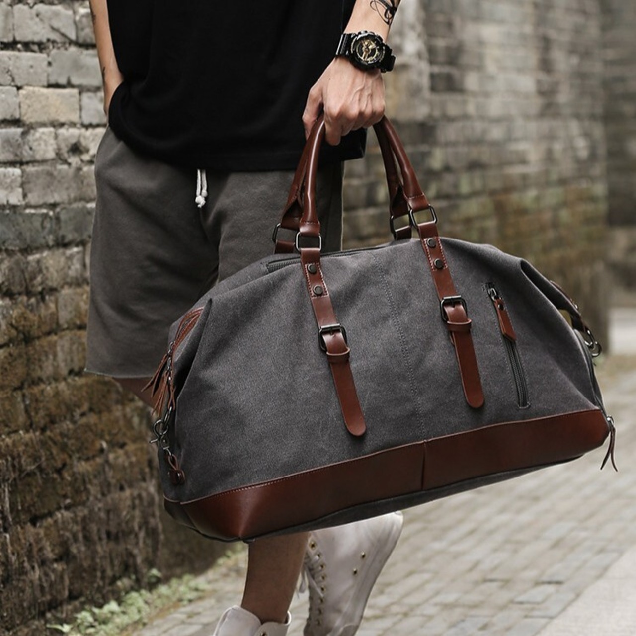 Shoes Compartment  Canvas Boston Bag / シューズ コンパートメント キャンバス ボストン バッグ